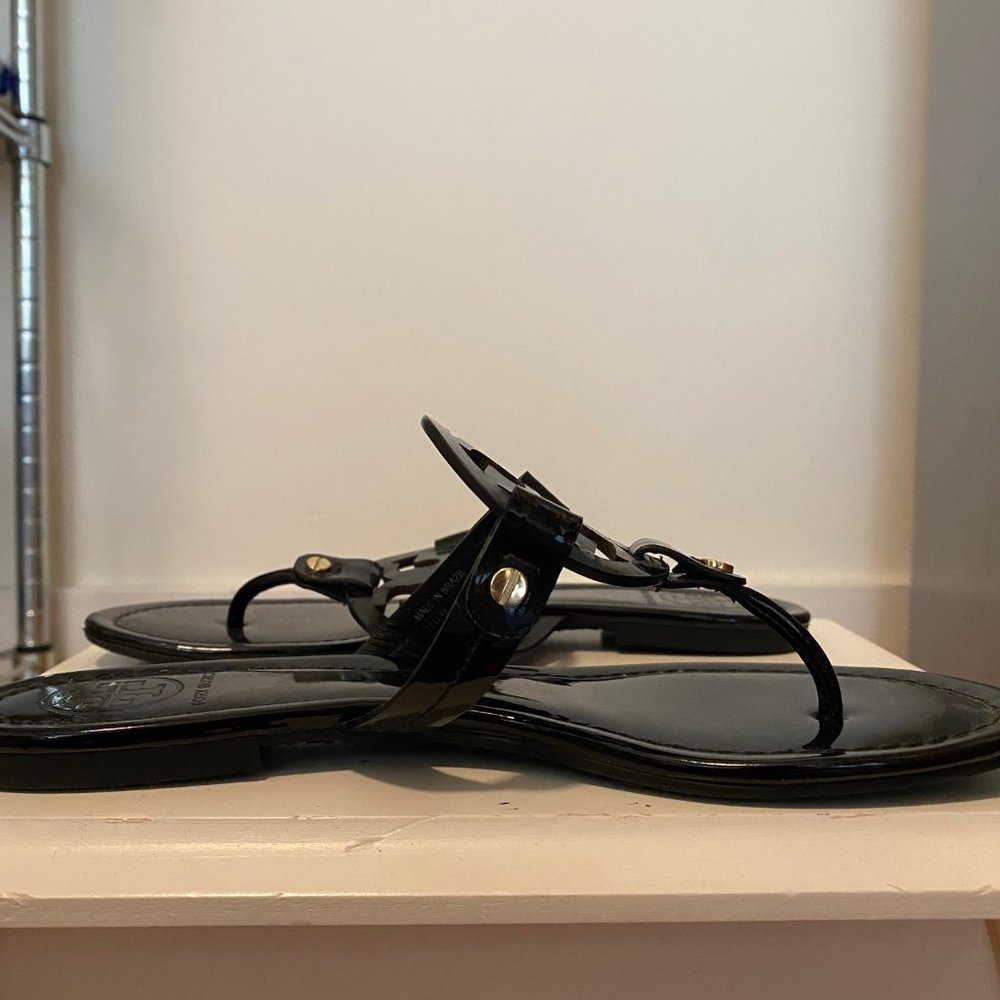 Tory Burch Miller Black Patent Leather Sandals
